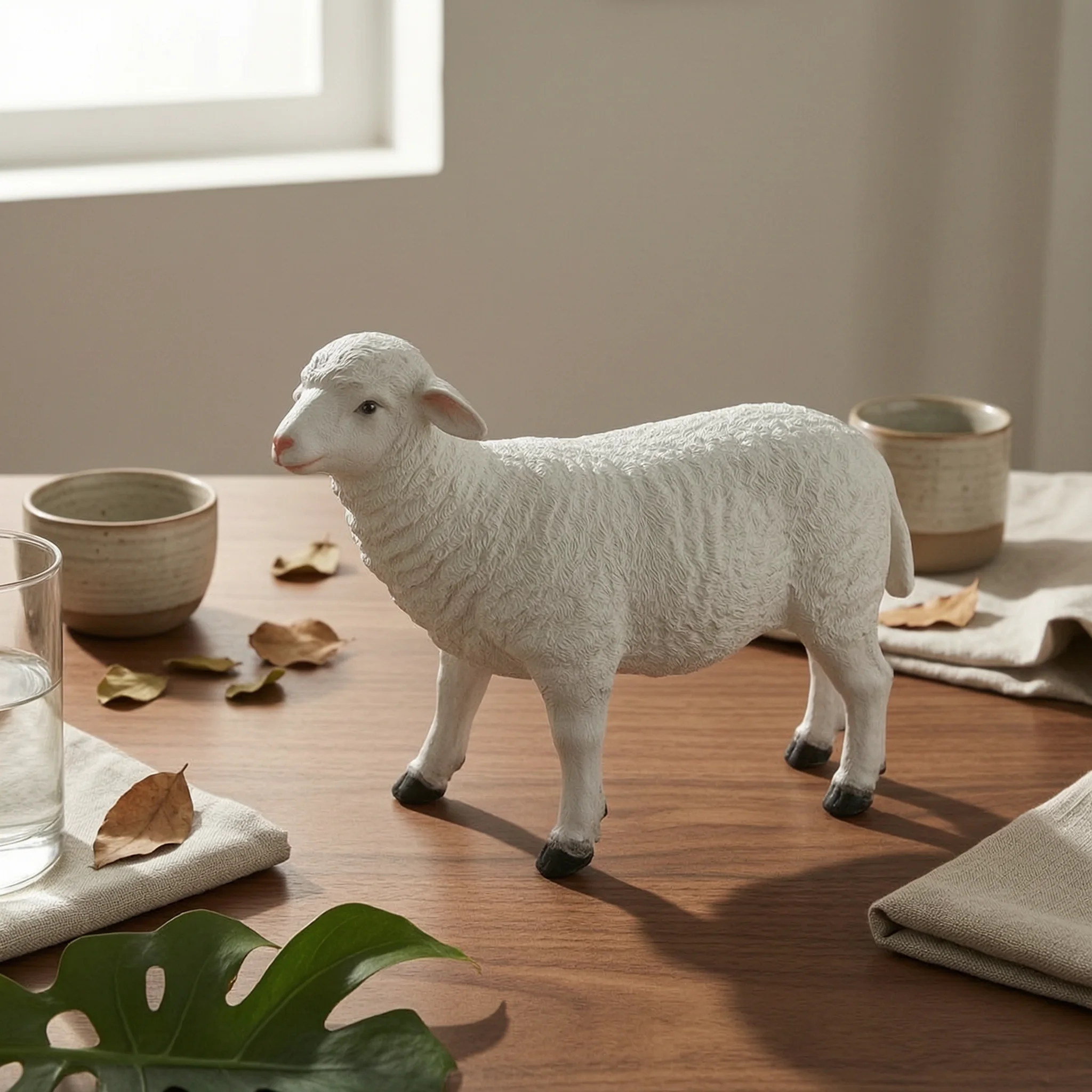 Sheep Figurine Textured Resin Sheep Animal Figurines Decorative Decor Long-Lasting for Homeowners, Garden, Lawn
