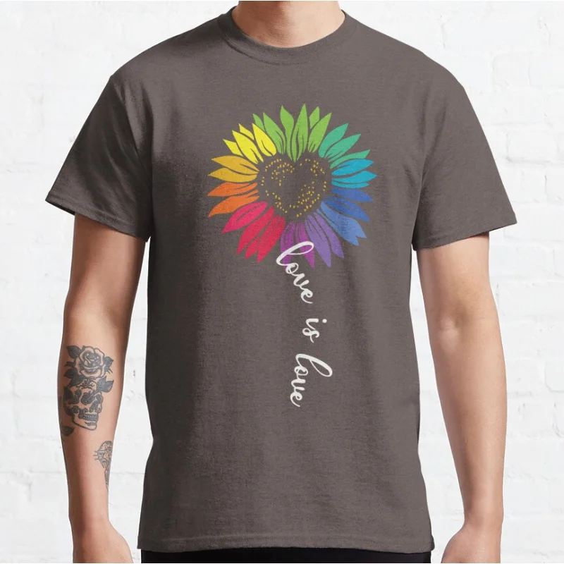 Gay Pride Sunflower - LGBTQ Human lgbtq pride month gift T-shirt for men large size Adult Tops S-6xl