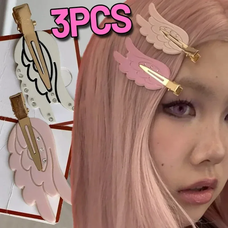 y2K Angel Wings Hair Clips for Girls Non-slip Make-up Hair Side Barrettes Women Hairpins Headwear Pink Fixing Bangs Side Clips