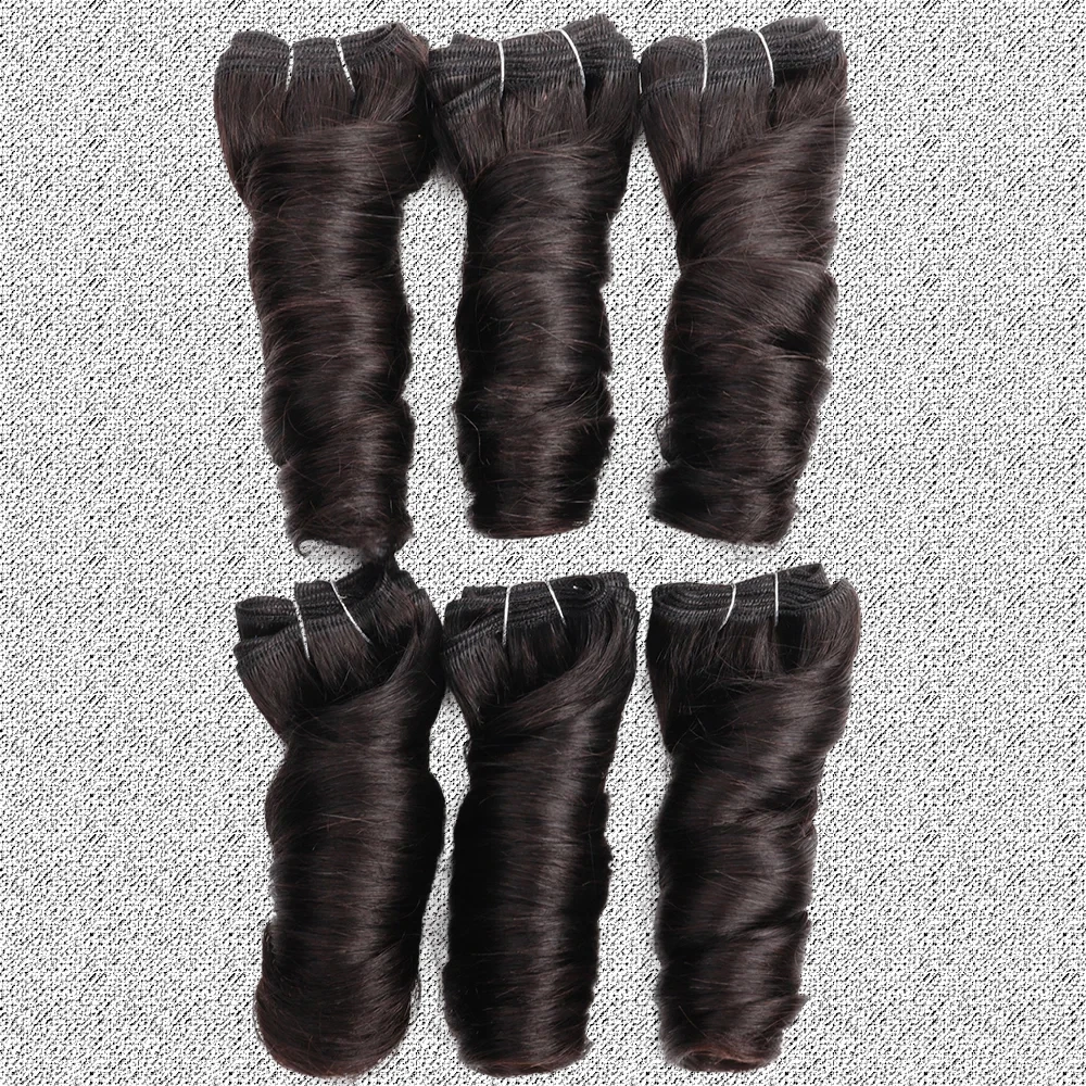 Loose Wave Human Hair Bundles Natural Black 8-12inch Hair Extensions for Women Short Curly Human Hair Bundles Hair Weaves