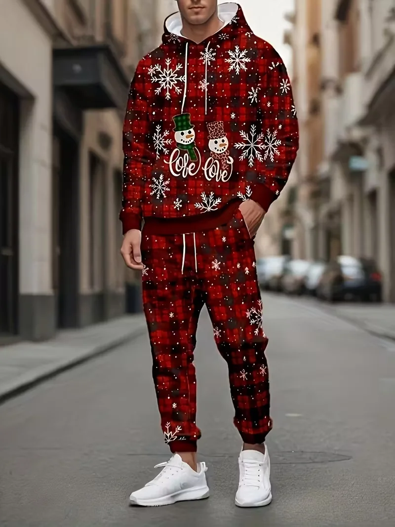 Christmas Hoodies Pants 2pcs Sets 3D Print Adult Kid Two Pieces Tracksuit New Year Party Couple Xmas Gift Jogging Suits