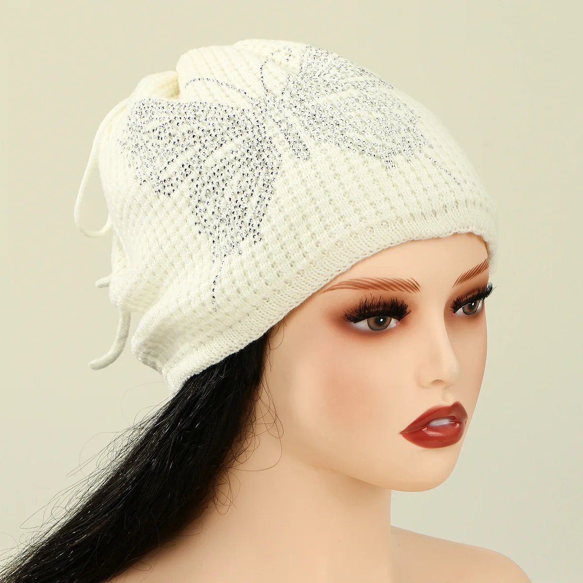 2025 جديد الأكثر مبيعا فراشة الساخن الماس تنوعا ثنائي الغرض وشاح المرأة موضة دافئة متعددة الأغراض قبعة وشاح للرقبة #6