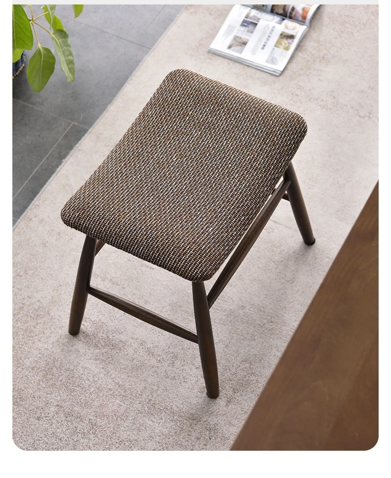 

Solid wood dressing stool bedroom beech square stool household soft bag Nordic light luxury exchangeable shoes
