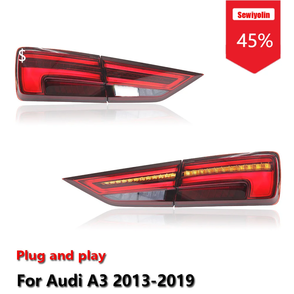 

Sewiyolin автомобильный светодиодный задний фонарь автомобильные детали для Audi A3 2013-2019 авто противотуманные DRL тормозной указатель поворота Plug and Play
