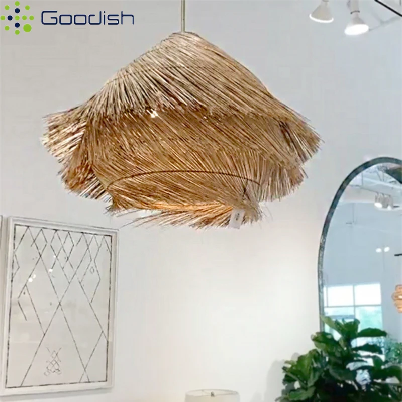 Modern Minimalist Nordic Rattan Weaving Weed Straw Nest LED Pendant Light Lustre Lamp for Living Room Home Decoration Chandelier
