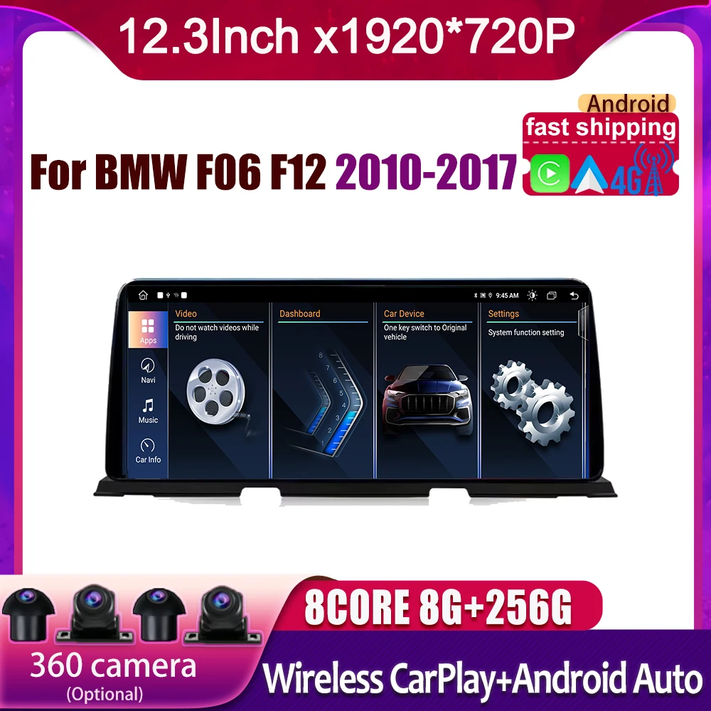 

For BMW F06 F12 2010-2017 Android 14 IPS Touch Screen Car Carplay Monitors Multimedia Player Stereo Speacker Radio ID8 FM DVR