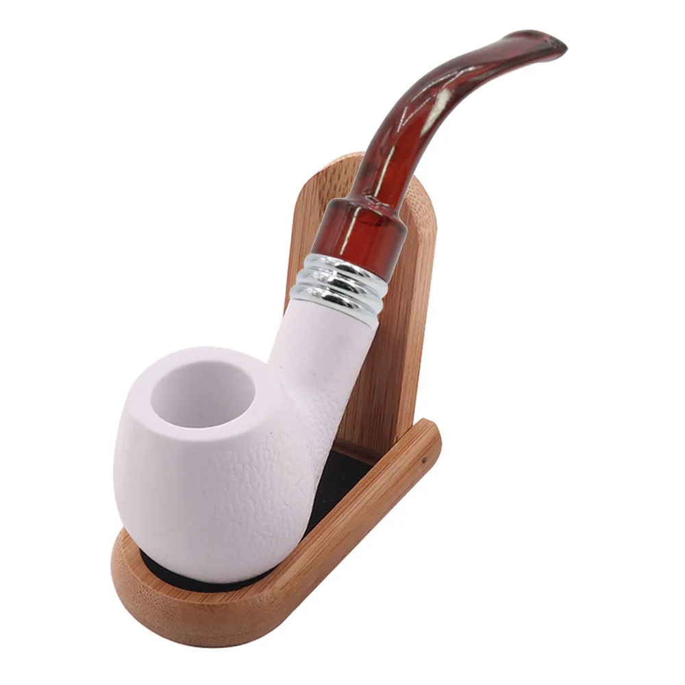 Resin Tobacco Pipe Curved Red Tail White Splicing Color Filter Pipe Meerschaum Durable Cigarette Cigar Smoking Pipe Smoker Gift