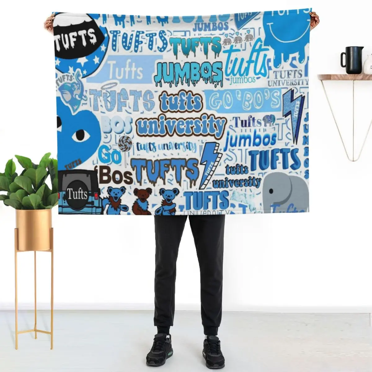 tufts design collage Throw Blanket Decoratives Thermal Camping sofa bed Quilt Personalized Gift Blankets