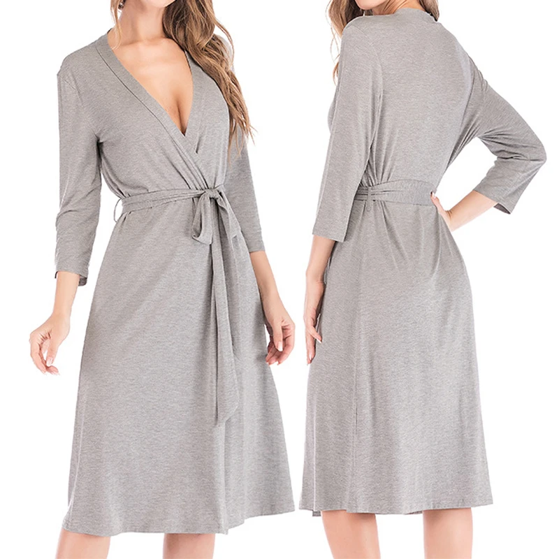 

Womens Sleepwear Soft Modal Kimono Robe Gown Loose Home Clothes Solid Shower Bathrobe Breathable Intimate Lingerie Pajamas