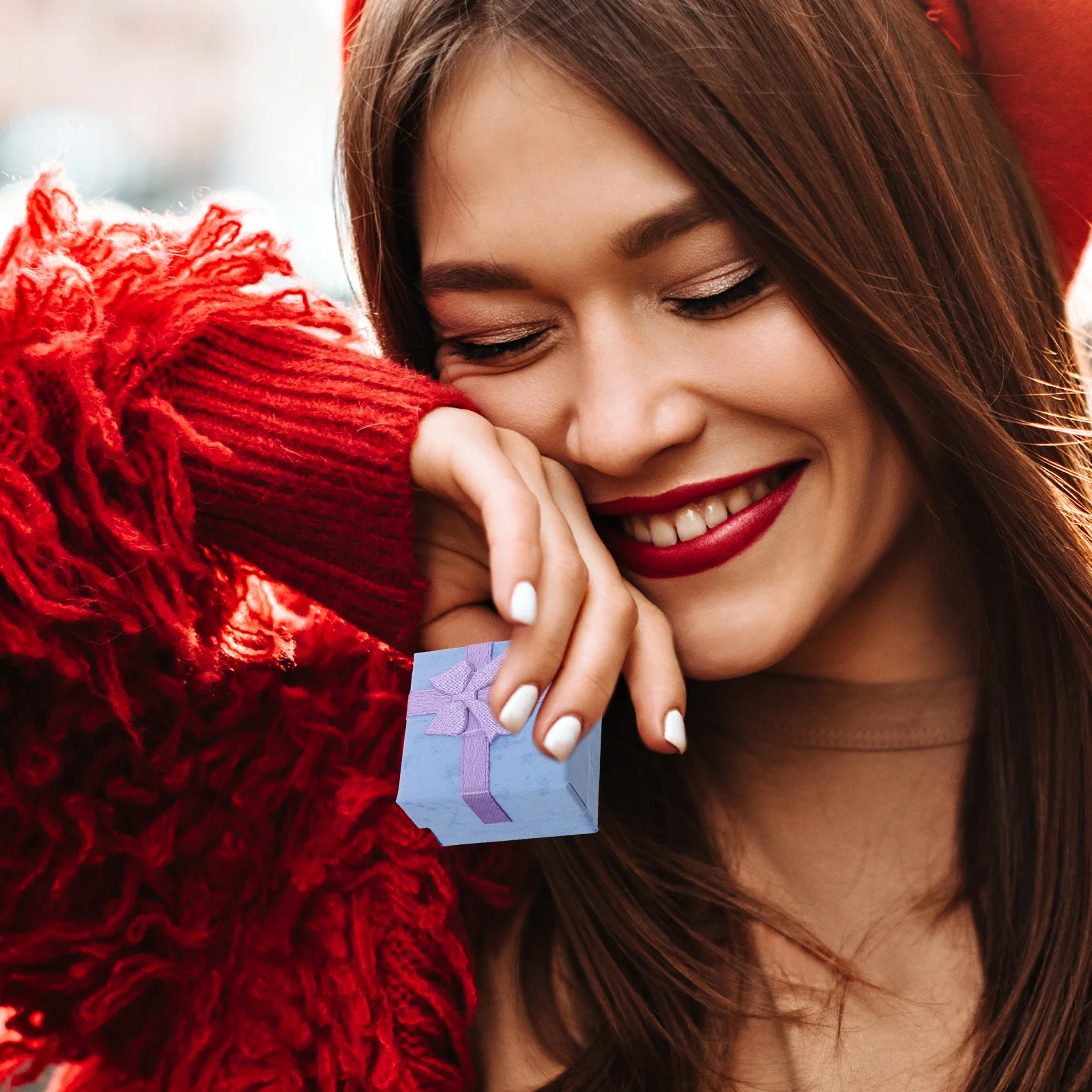 24 قطعة من صناديق المجوهرات صندوق خاتم من الورق المقوى الخزامى مع تصميم مربع على شكل فيونكة على شكل فراشة للخطوبة والزفاف والذكرى السنوية لعيد الحب