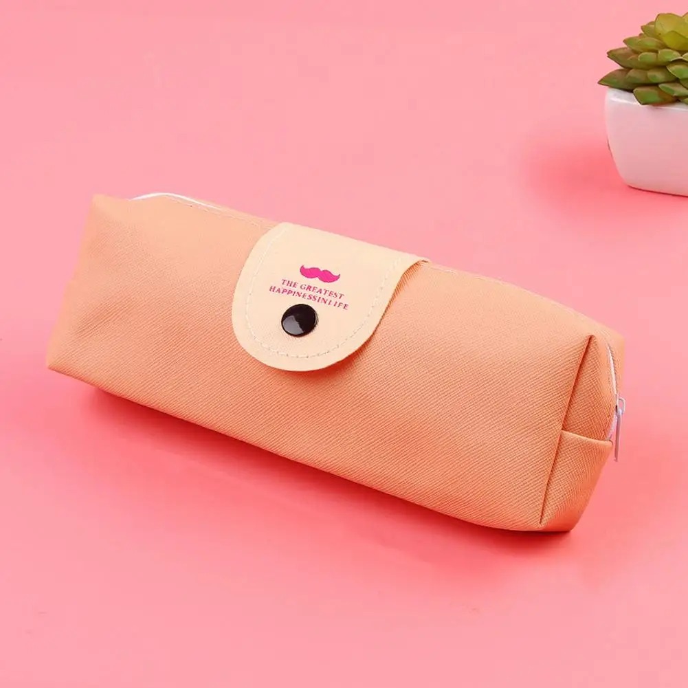 Portable  Durable Pen Pouch Stationery Holder Faux Leather Pencil Bag Zipper Closure   Home Supplies