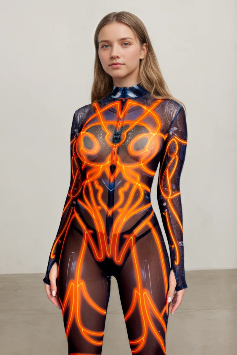 Mehrfarbiger mechanischer Roboter-Jumpsuit, Halloween-Cosplay-Bodysuit, Kostüm für Partys, Bühnenauftritte, Catsuit, Aerial-Yoga-Anzug, Zentai – Detail 7