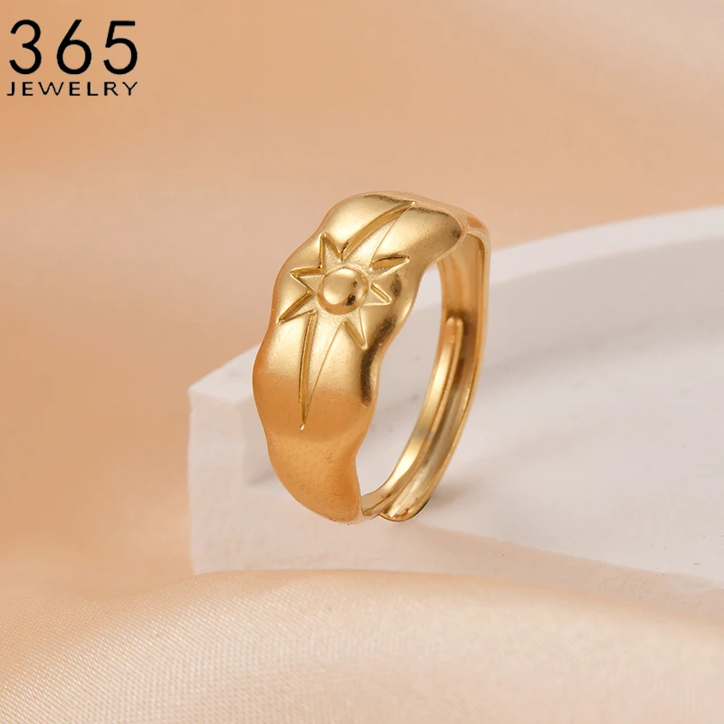 Simple Style Eight Stars High Quality Stainless Steel Gold Color Rings For Women Brithday Party School Gift