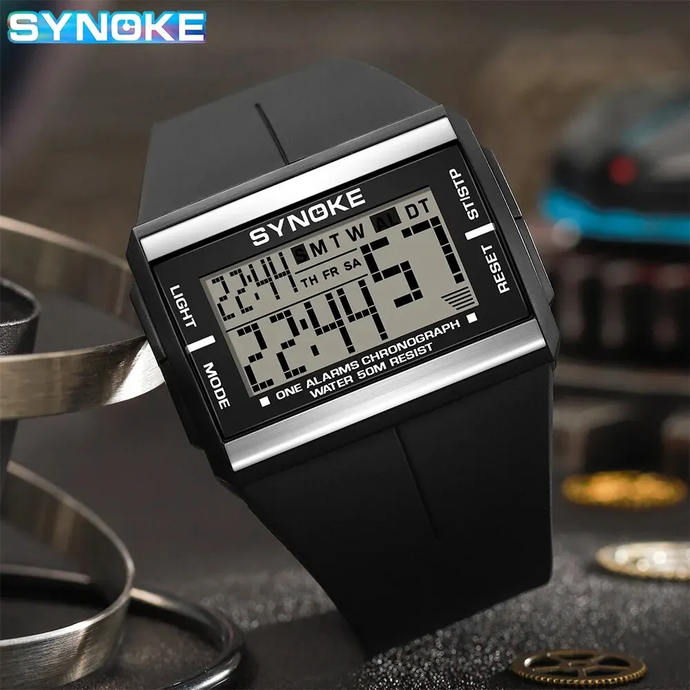 SYNOKE Outdoor Digital Watch New For Men Fashion Retro Men Watch Sports Waterproof Men Watch Multifunctional Seven Lights