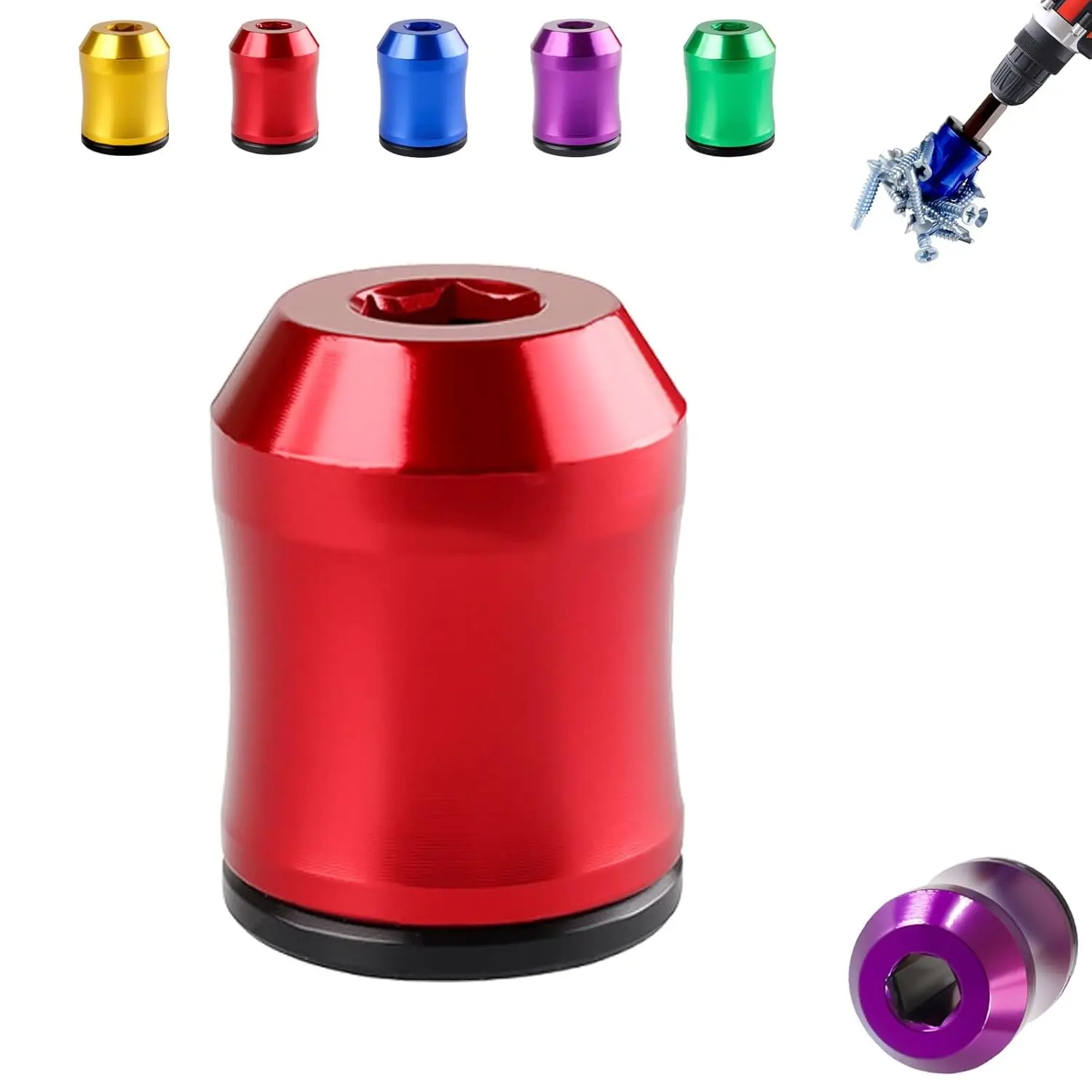 

1/5Pcs Strong Magnetic Screw Rings Magnetized Ring for Screwdriver Bits 1/4 Inch Shank Aluminum Alloy Magnetic Magnetizer