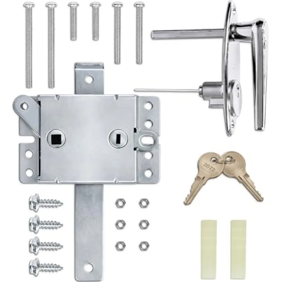

Garage Door Lock Kit, L-Handle Lock with Inside Slide Lock Latch Mechanism, Garage Door Hardware Kit