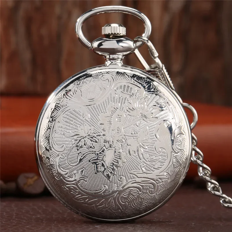 Antique Style Pocket Watch Luminous Arabic Numeral Dial Black/silver/gold Open Face Cover Quartz Movement Clock Pendant Chain