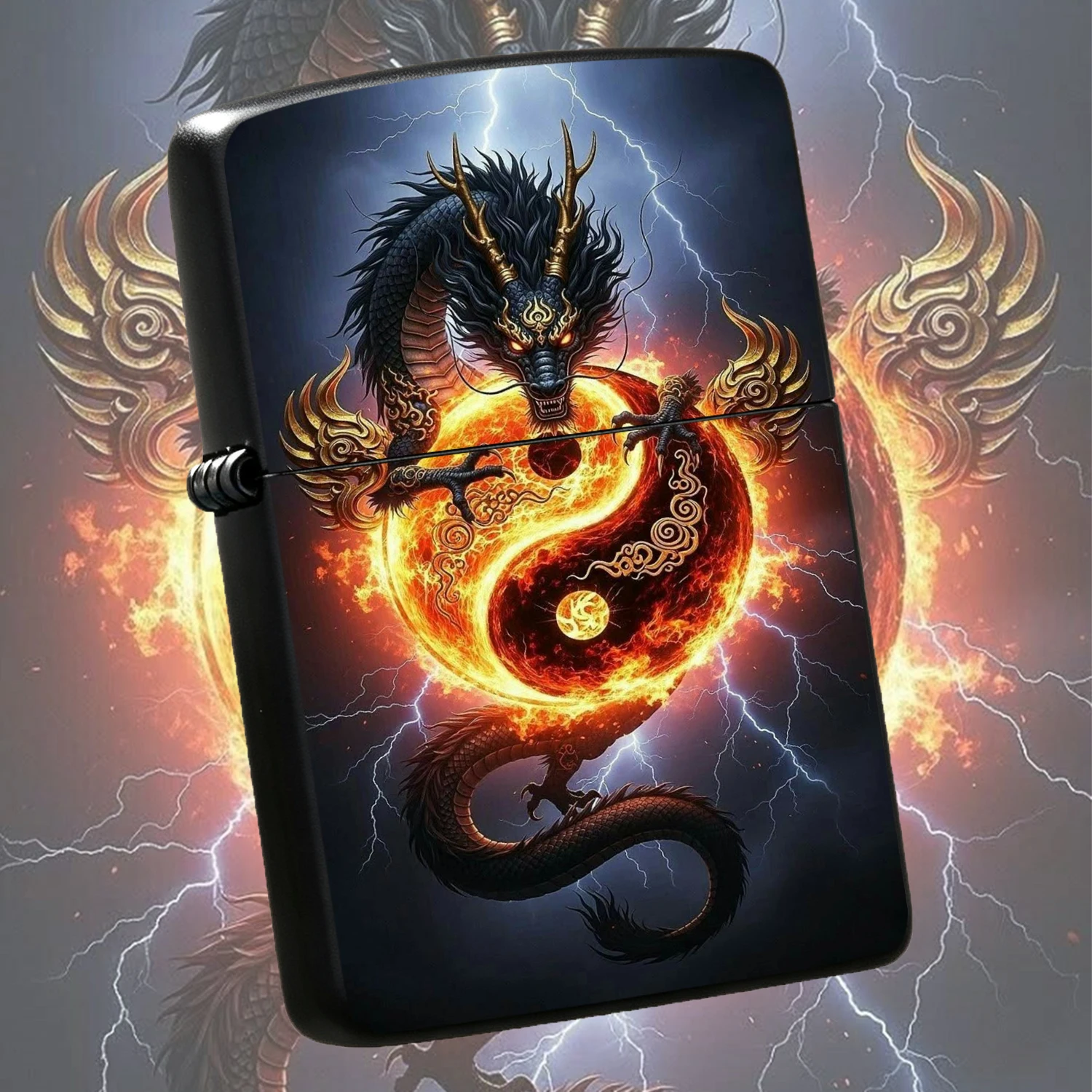 Stylish Eastern Dragon Themed Pocket Igniter, Cool Lightning Vibe Decorative Accessory, Portable Practical Tool For Outdoor Camping, Unique Exquisite Gift For Friends And Collectors, Daily Use Must-Have With Stunning Artistic Print A Humoro