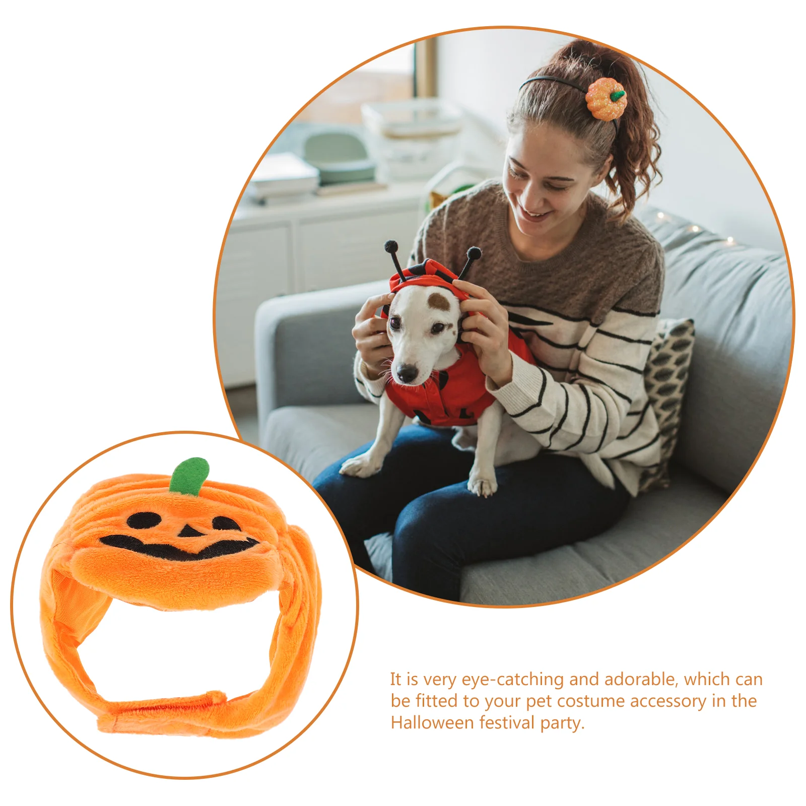 

Pet Pumpkin Hat Cat Decorative Headdress Scarf Halloween Costume Shaped Wool Decoration