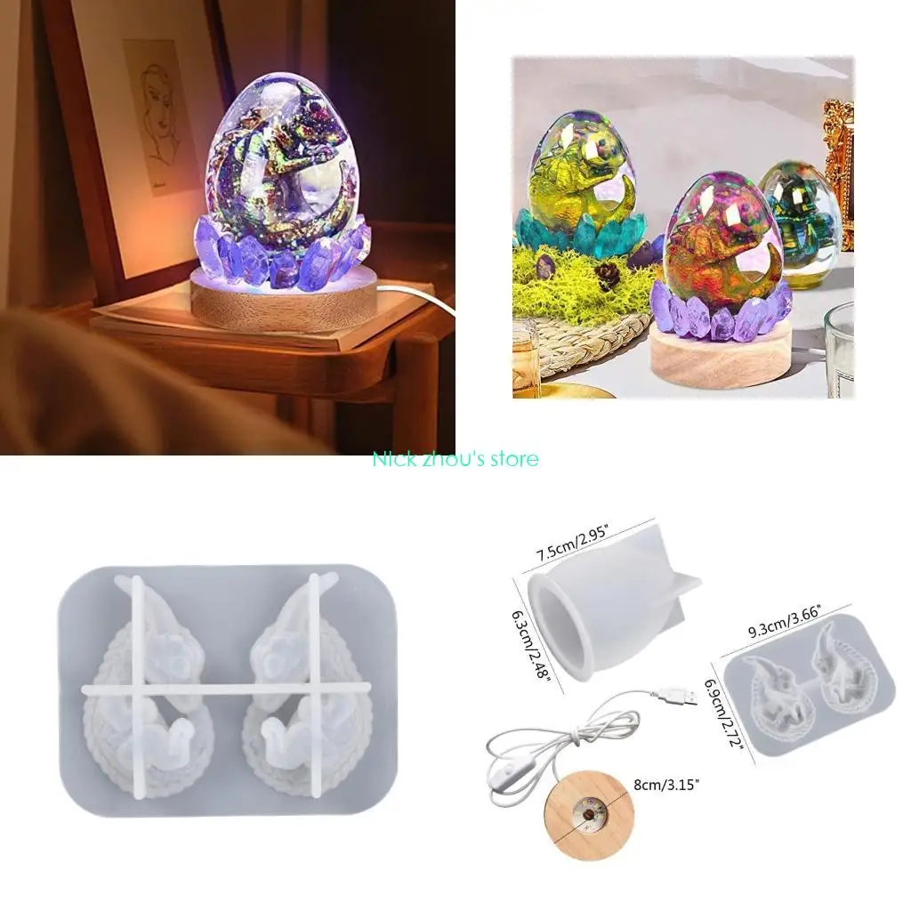 

E15E Dragon Egg Resin Mold Dragon Silicone Mold Set for DIY Table Lamp Home Decor