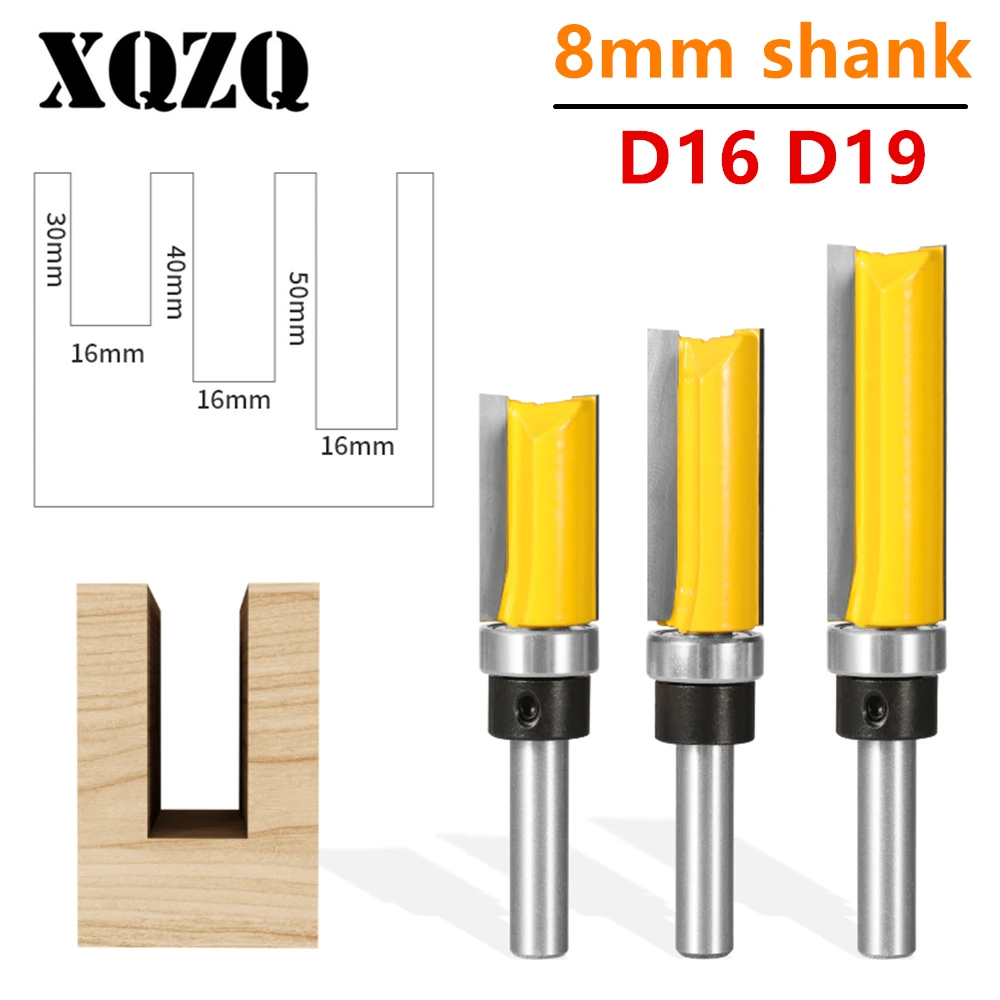 8mm Shank Cover 16/19MM Template Trim Pattern Router Bit  Carbide Cutter Woodworking Milling Cutters for Flush Trimmer Cleaning