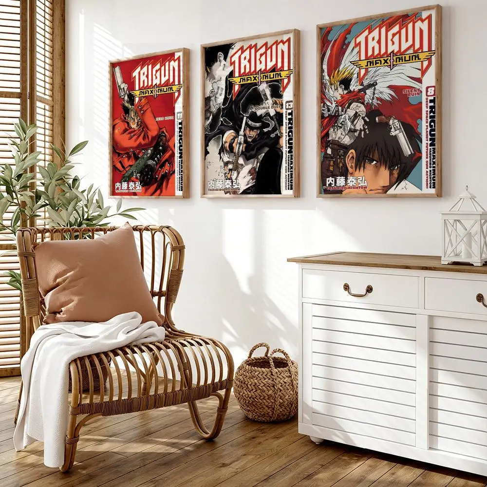 T-Trigun Maximum Anime Poster Wall Stickers HD Painting Self Adhesive Art Decals for Bedroom Living Room Home Decor