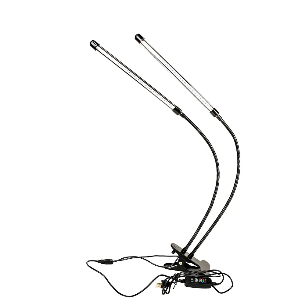 Dual-Head Clip-On Plant Light LED Grow Lights With Circuit Timer And Light Adjustment Suitable For Succulent Plants