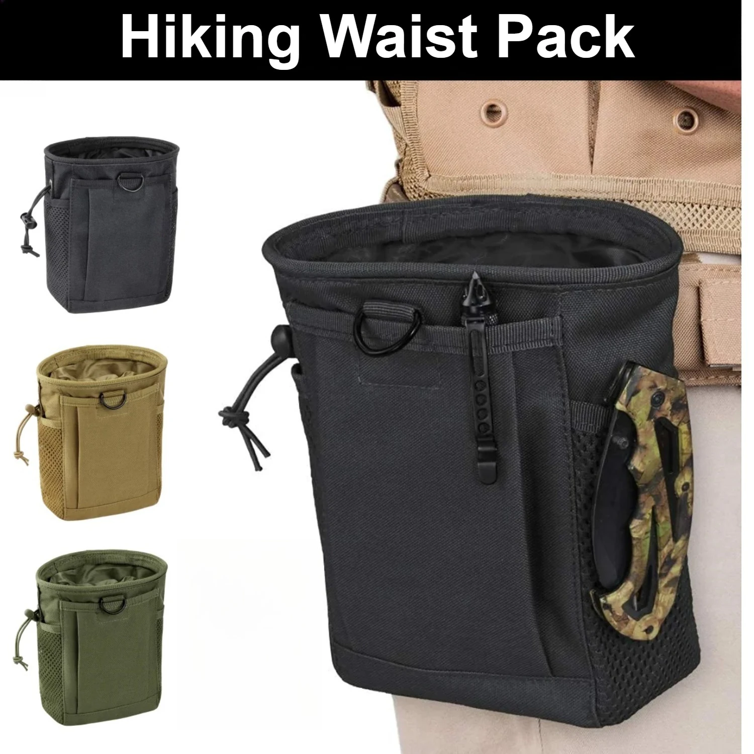 1pc Tactical Pouch, Outdoor Hiking Climbing Waist Bag for Camping Trekking Small Gear Storage