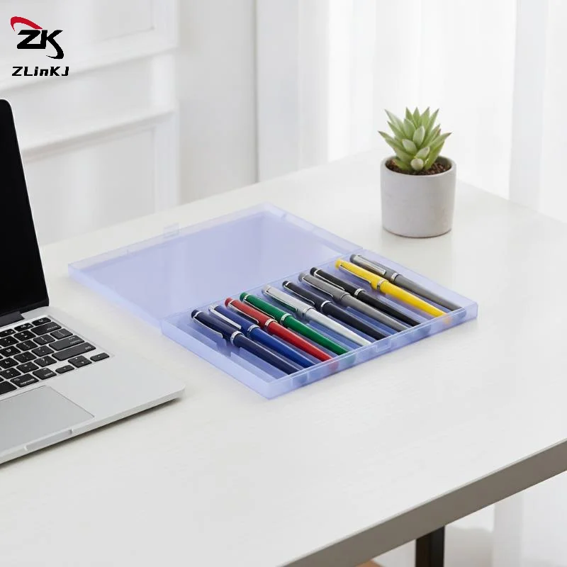 1Pcs MultiSlot Pen Ganized Box Stationery Display Holder Hard Plastic Pencil Case Writing Containers School Supplies Pen Boxes