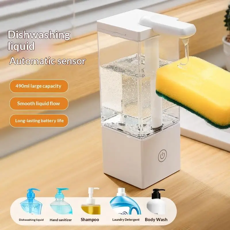 

Kitchen 490ml Automatic Liquid Soap Dispenser USB Rechargeable Touchless Hand High Capacity Detergent For Kitchen HomeBH-ELEVEN