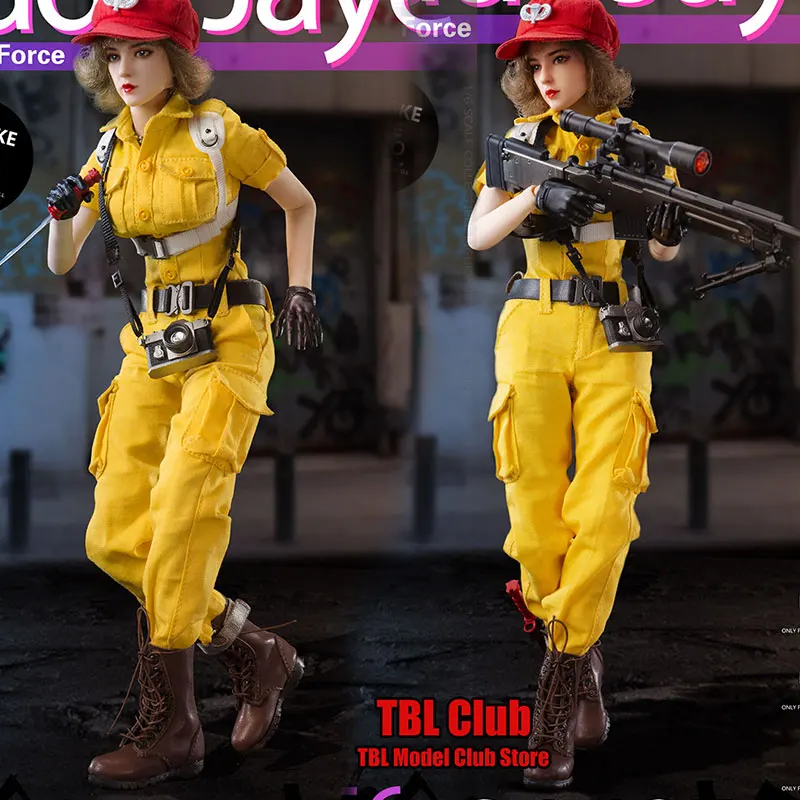 

In Stock BBK012 1/6 Scale Female Soldier Jaye Yellow Work Uniform Martens With Weapon Full Set 12inch Action Figure Model