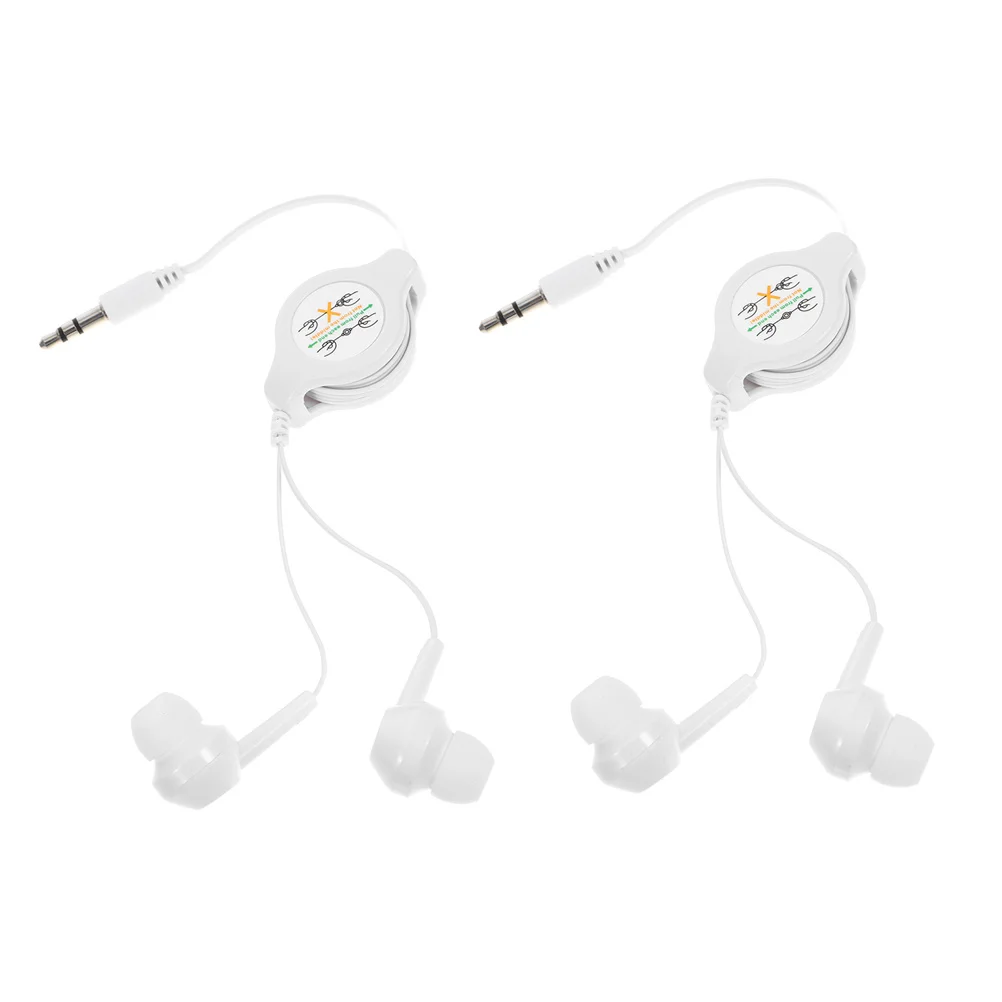 

2Pcs Dual Retractable Earbuds Noise Isolating in-Ear Headphones Clear Sound Portable Lightweight Wired Earphones for Sports