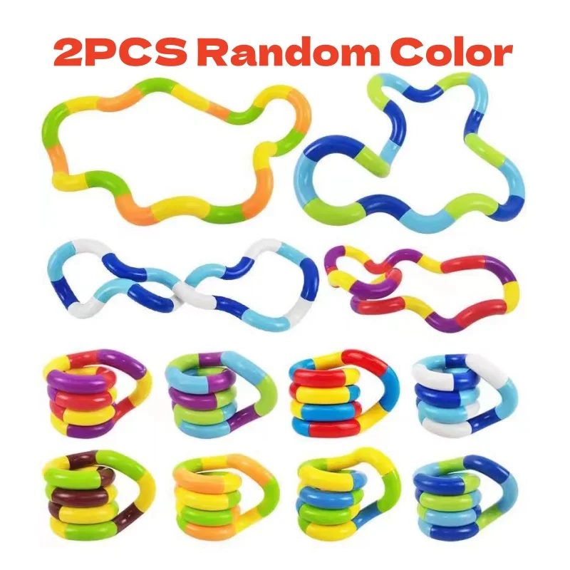 2Pcs Rainbow Circle Tangle Rope Twist Fidget Toy - Sensory Autism Therapy Anti Stress Kids Fidget Toy Jouet Antiestres Niños
