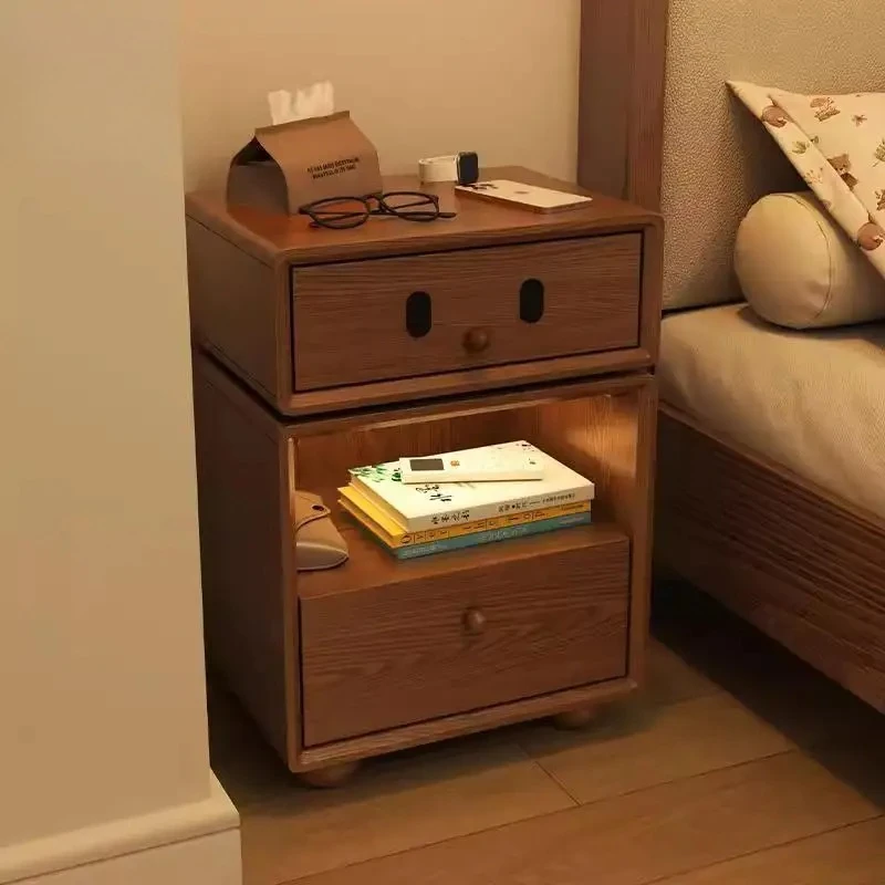 

Unique Led Wooden Nightstand Walnut Kids European Nordic Luxury Bedsides Table Bedroom Organizer Design Cabeceros Home Furniture
