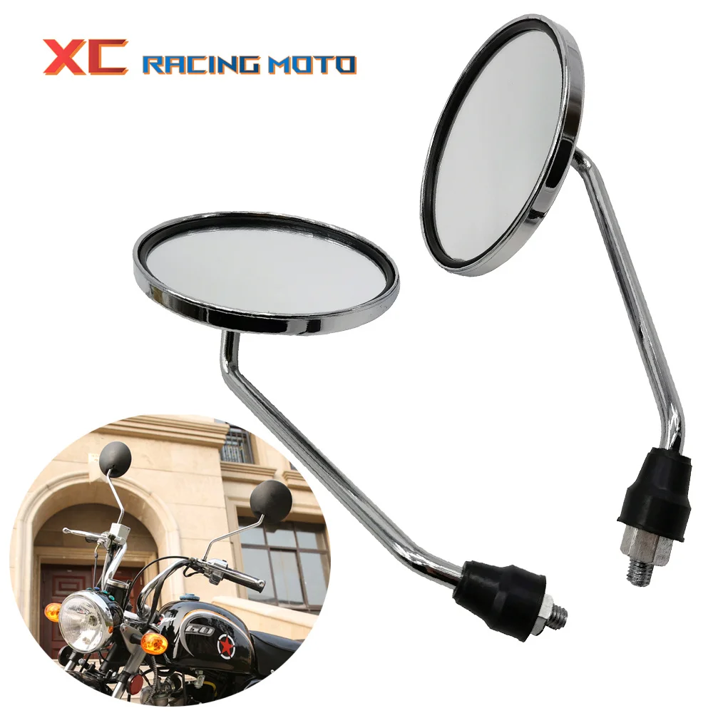 For Kawasaki Yamaha Suzuki Honda Ducati Motorcycle Rear View Mirrors 2pcs Motorcycle Mirrors Round Mirror Motorcycle Long Stem