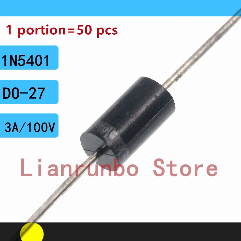 50PCS/Lot 1N5401 IN5401 3A/100V DO-27 rectifier diodes DIP