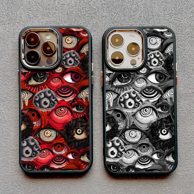 

Gothic Scary Black Red Monster Eyeballs Silicone Phone Case for Iphone 16 15 Pro Max Plus 14 13 12 11 Pro Max XS XR X SE2 Covers