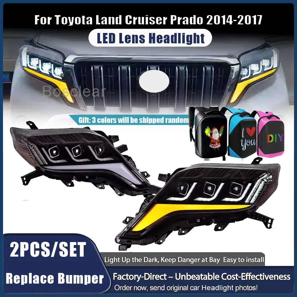 

Модифицированные фары для Toyota Prado 2014-2017: Светодиодные линзованные лампы с ДХО и динамическими указателями поворота