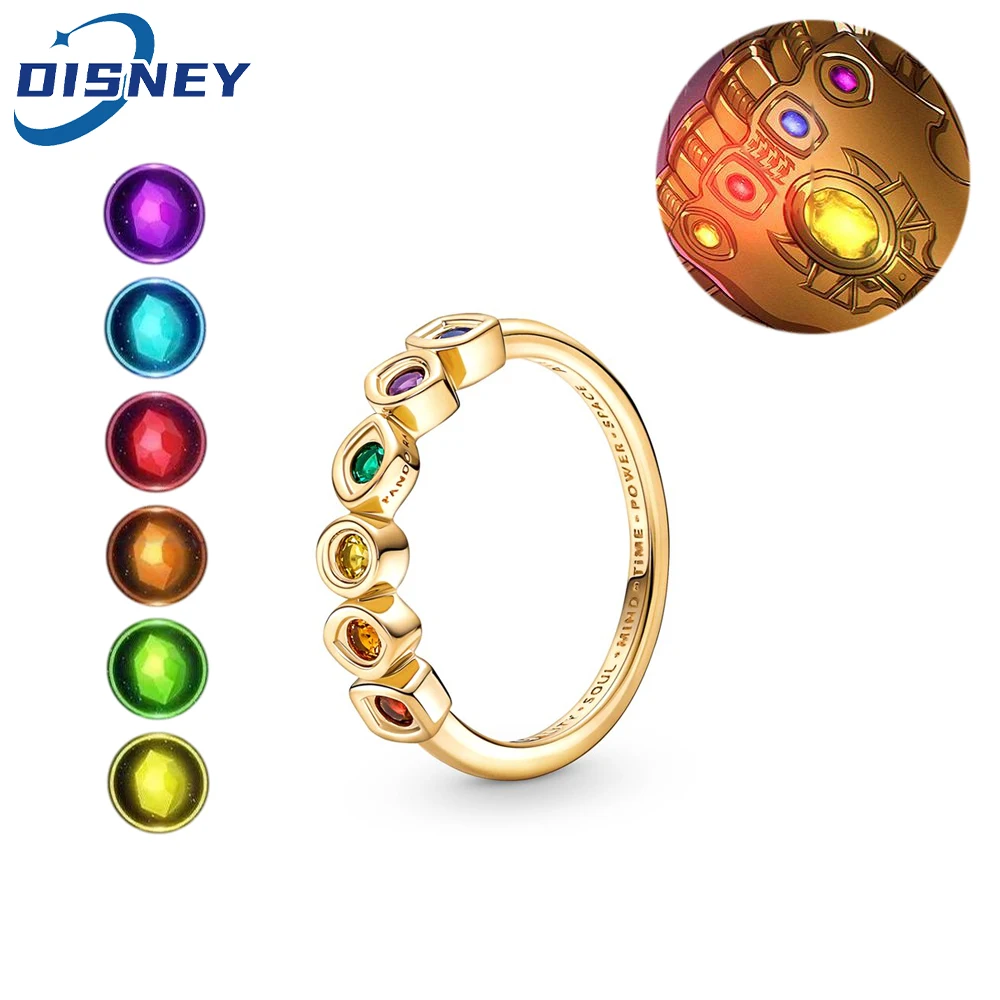 Avengers Thanos Infinity Stones Ring Embedded Crystal Gold Color Infinity Stones Rings for Superhero Jewelry Accessories