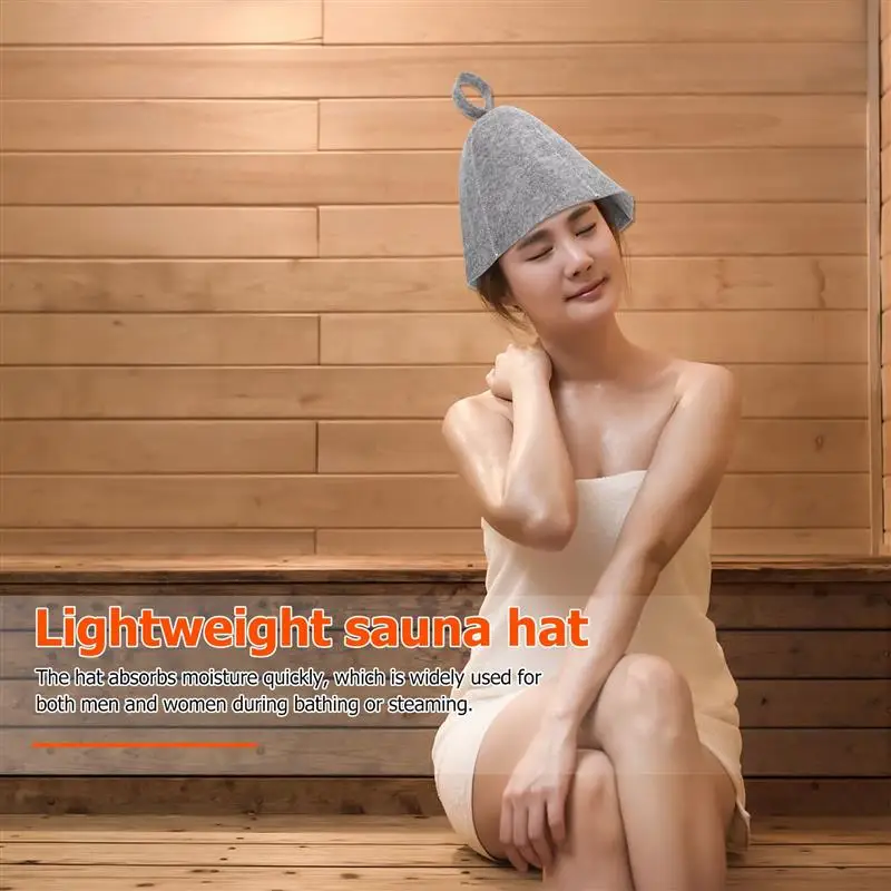 Gorro de Sauna anticalor de 2 uds, gorro de ducha de fieltro de lana gruesa, turbante de secado rápido, accesorios de baño para Sauna de sombreros