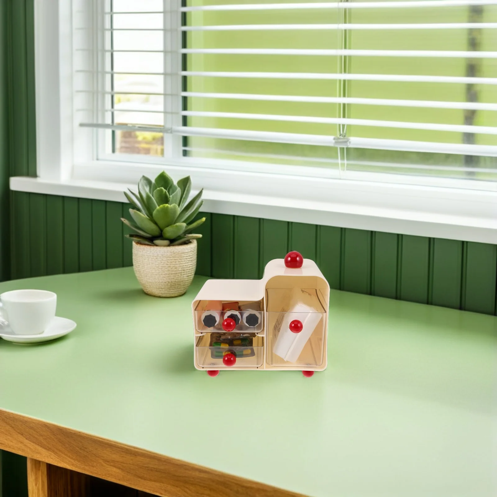 

Desktop Storage Box With Drawers Transparent Plastic Stationery Organizer For Desk Table Top Student Dorm Room Small