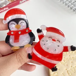 Christmas Hair Claw Clip Acrylic Santa Claus Penguin Designs Cute Crab Hairclip Shark Clips Hair Accessories For Women Girls