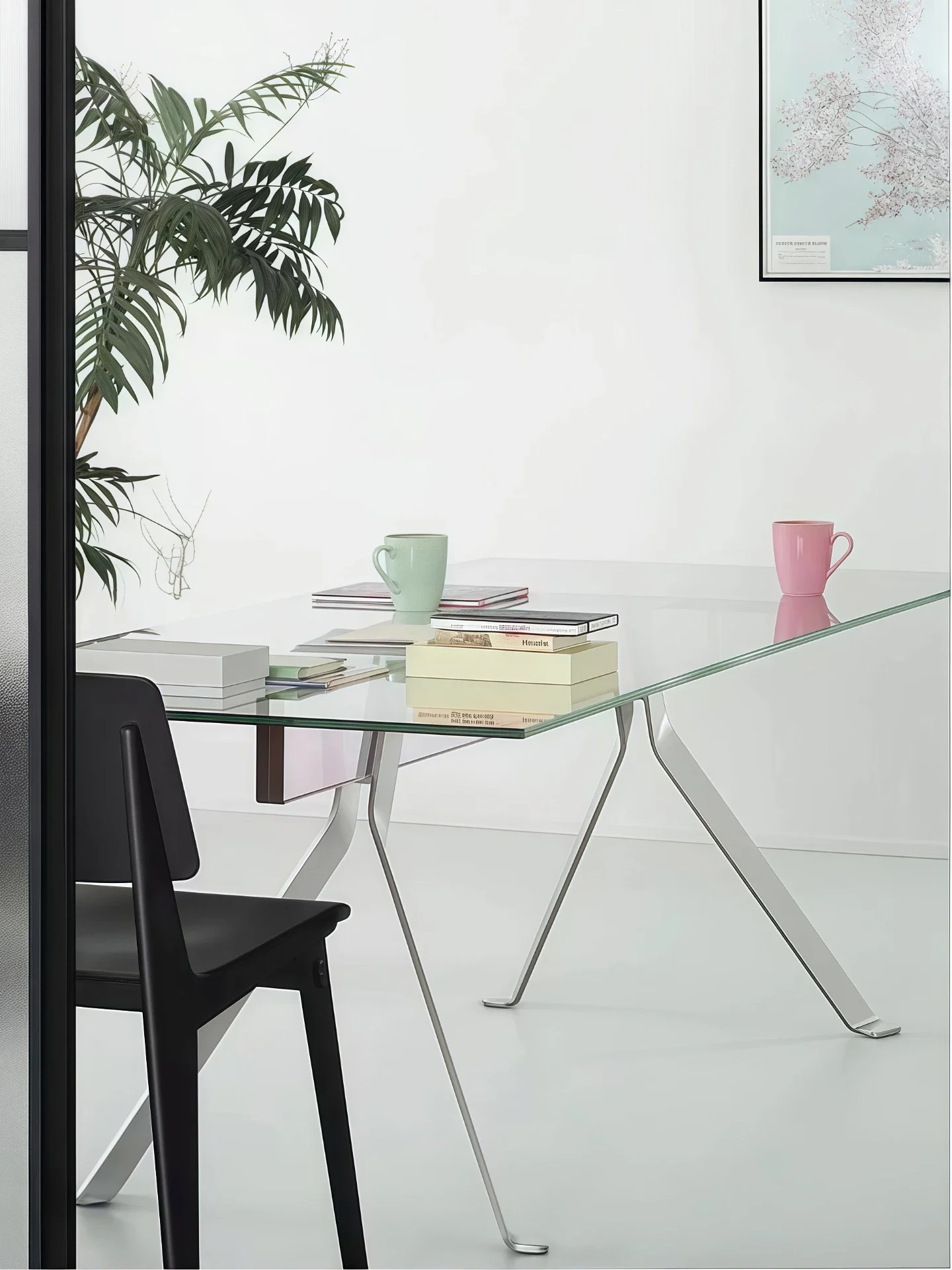 Italian minimalist glass dining table living room household rectangular dining table senior designer conference table desk