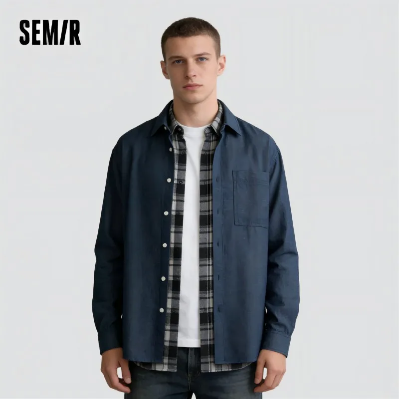 

Semir Long Sleeve Shirt Men Cotton and Linen Shirt Coat 2025 New Summer Style Top for Commuting and Leisure
