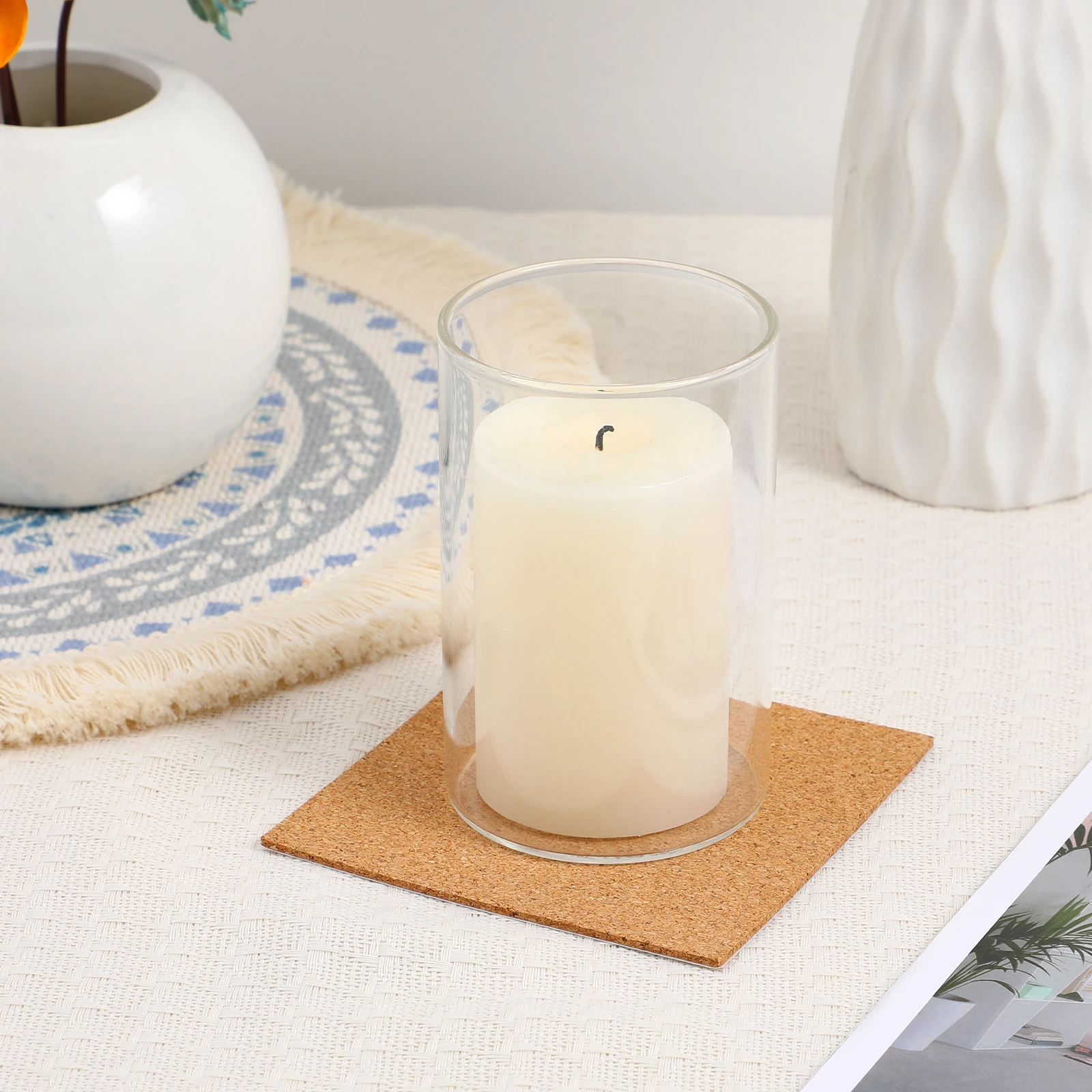 

10Pcs Cork Spacer Pads Self-Adhesive Natural Wood Soft Cork Heat Insulation Squares for DIY Crafts Home and Office Use