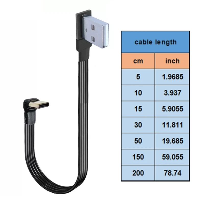

5asd 480Mbps Type C to USB 90 Degrees Up & Down Left & Data Cable