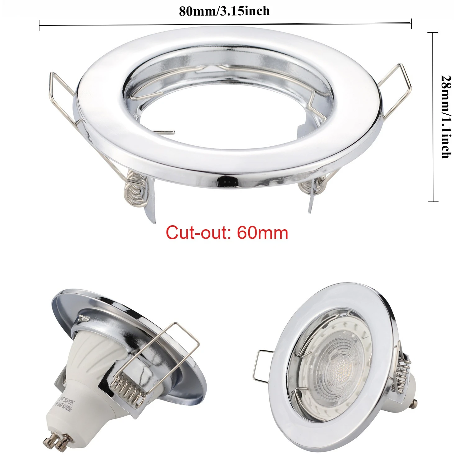 JOYINLED Metal Spotlight Recessed Downlight Frame LED Ceiling Fixtures Downlight GU10 MR16 Ceiling Spot Lights Fitting Fixture