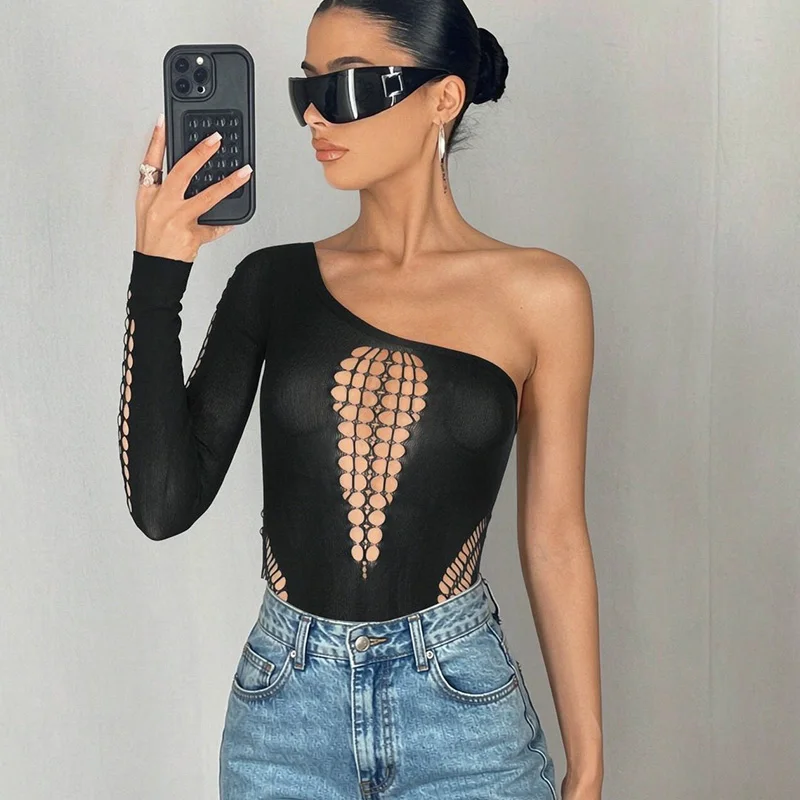 Hollow Out Fishnet Beach Cover Up Bodycon Dress, Sheer Mesh Festival Swimwear for Women Summer