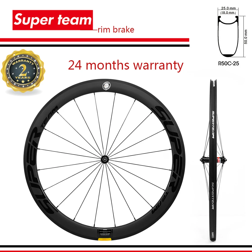 

SUPERTEAM 50mm 700C Carbon Wheelset Road Bicycle UCI APPROVED Carbon Rim Clincher Carbon Wheels