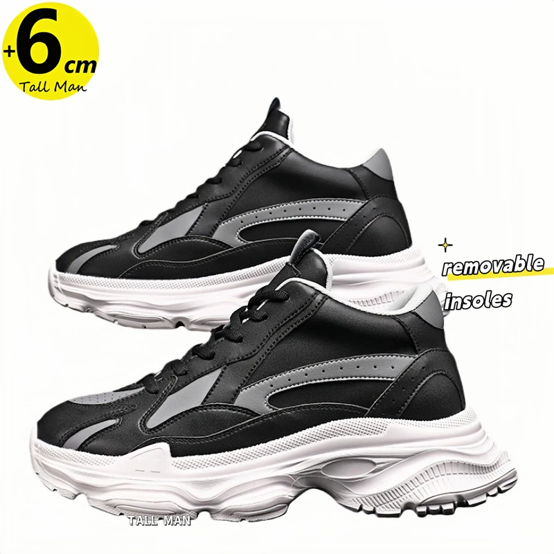 

Chunky Lift Men's Sports Elevator Shoes Men Height Increase Sneakers Insoles 6cm Plus Size 36-45